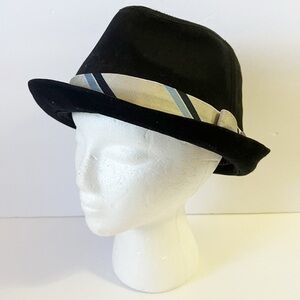 Goorin Bros Fedora Hat Black Banded Lined Mens Size L Downey Trilby Classic